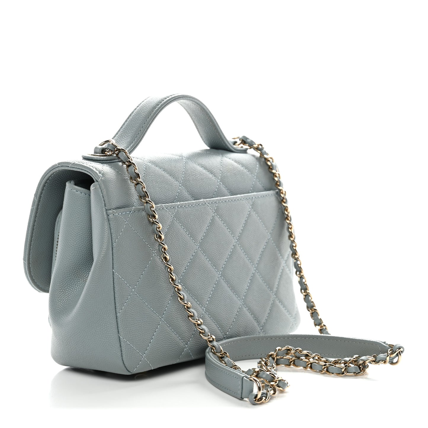 Caviar Quilted Small Business Affinity Flap Light Blue