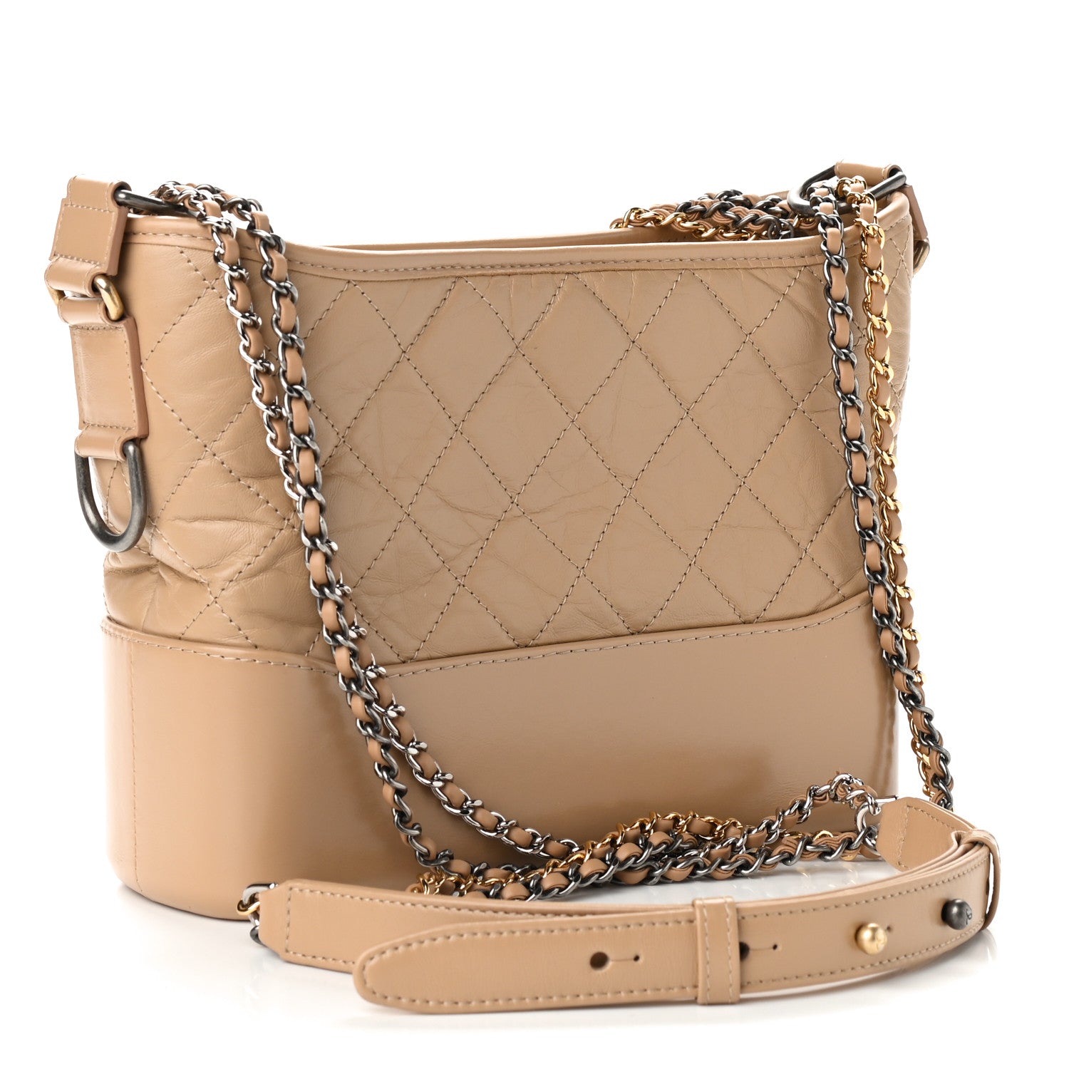 Chanel Aged Calfskin Quilted Medium Gabrielle Hobo Beige 2 of 9