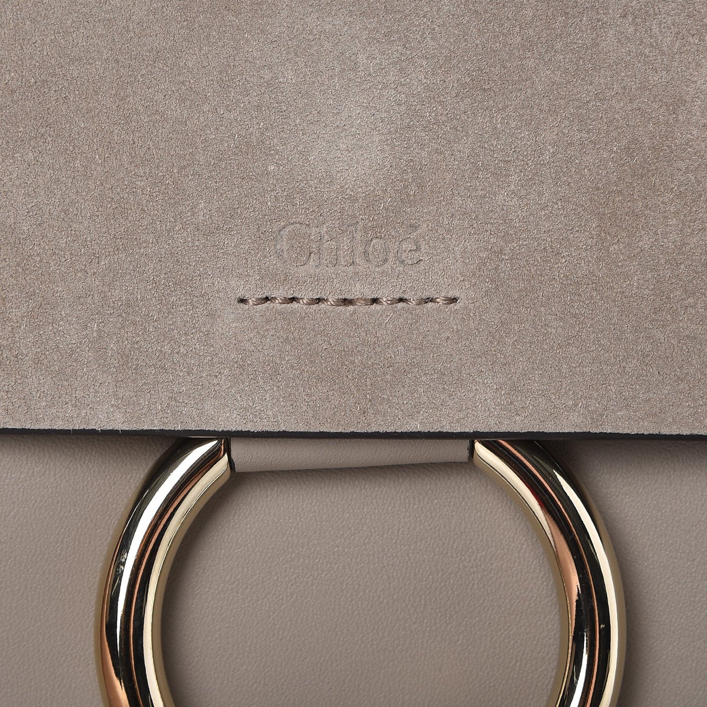 Suede Calfskin Small Faye Shoulder Bag Motty Grey