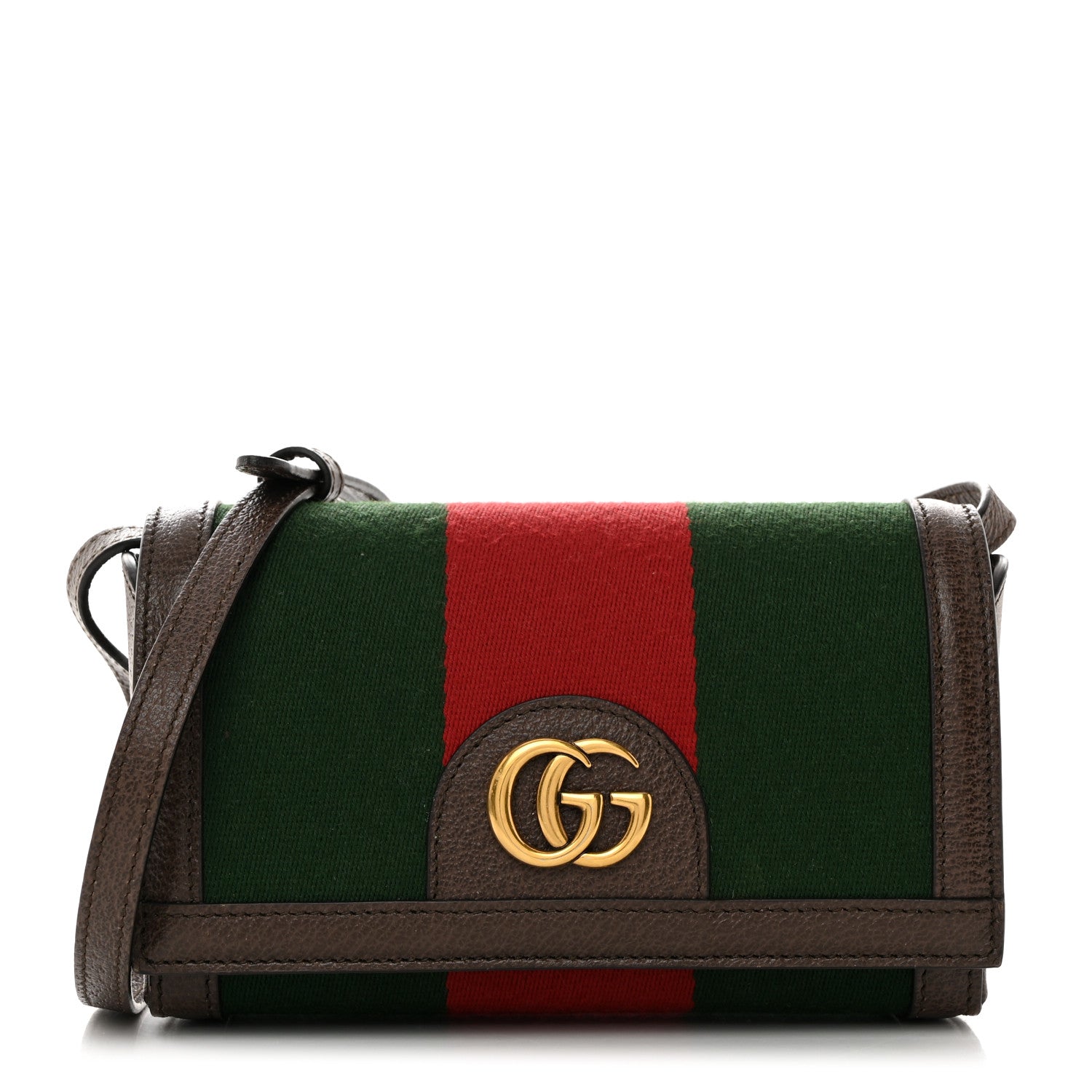Gucci Web Textured Dollar Calfskin Mini Double G Shoulder Bag Green Red New Acero 1 of 9