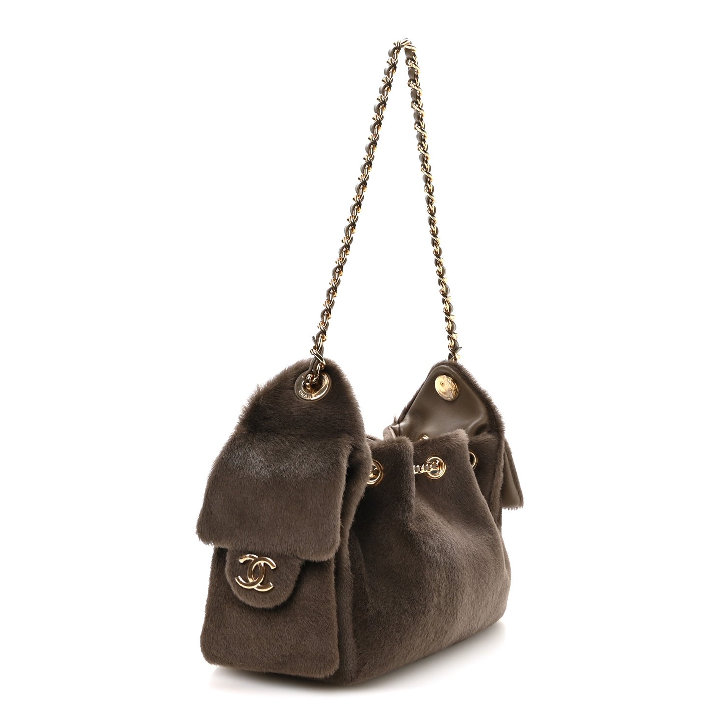 Pony Hair Mini Chanel 25 Handbag Dark Khaki