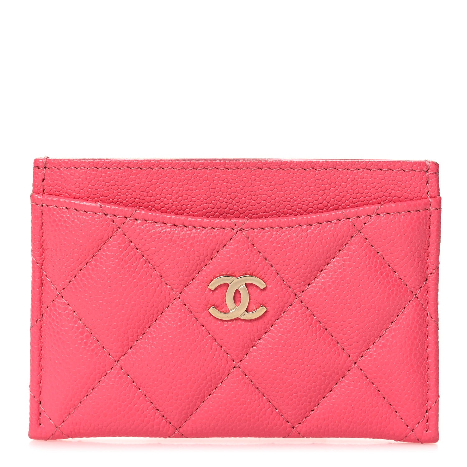 Chanel Caviar Quilted Card Holder Pink 1 of 9