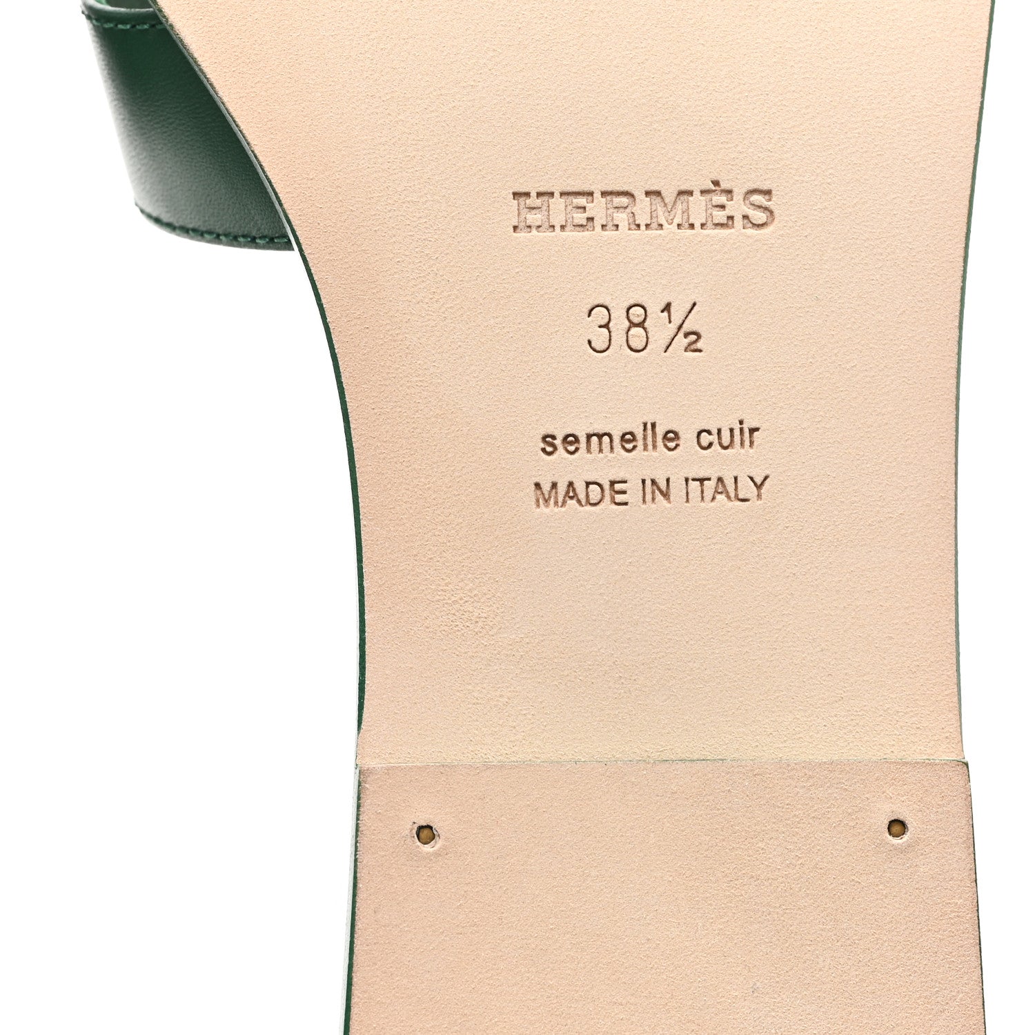 Hermes Calfskin Oran Sandals  38.5 Vert Electrique 7 of 10