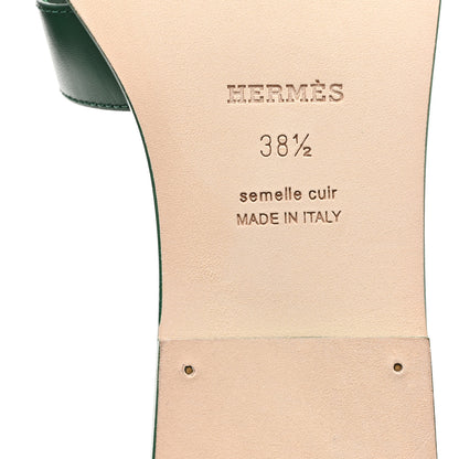 Hermes Calfskin Oran Sandals  38.5 Vert Electrique 7 of 10