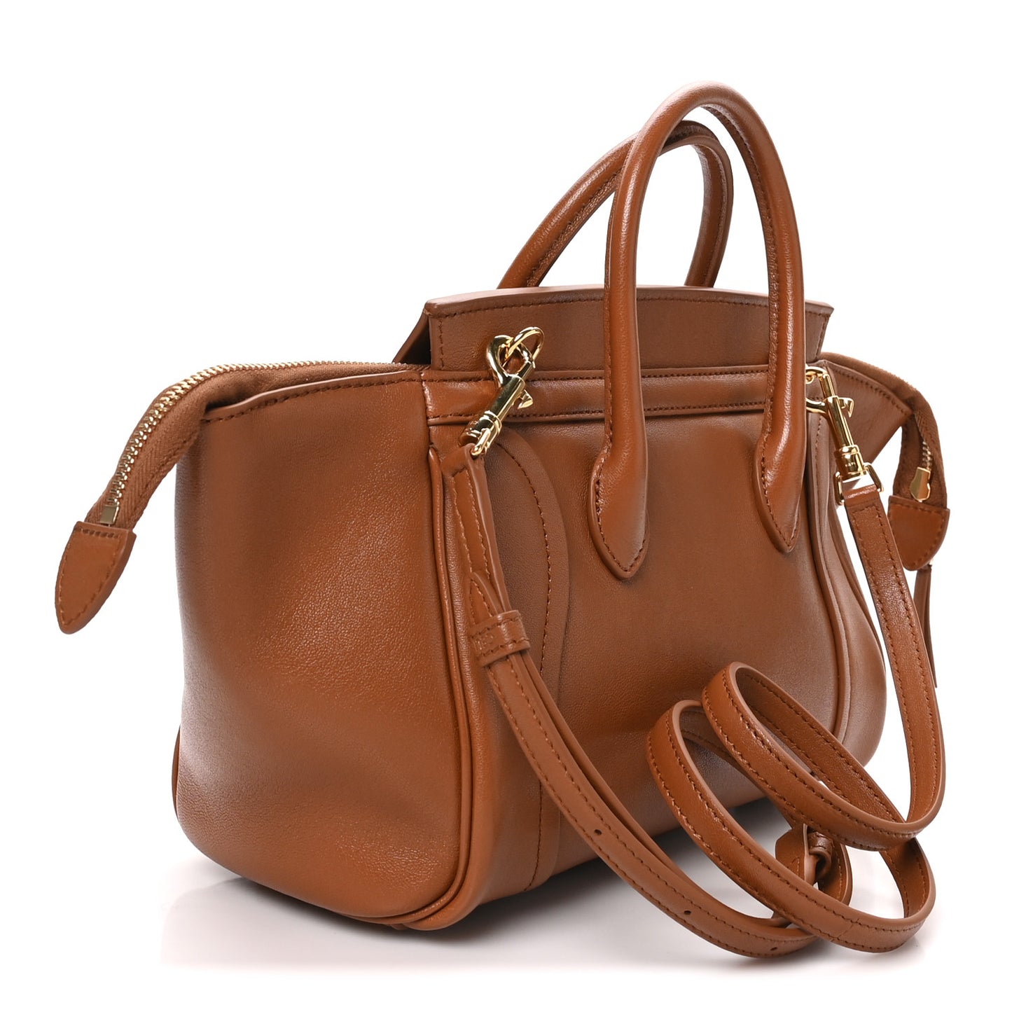 Supple Shiny Lambskin Little New Luggage Soft Tan