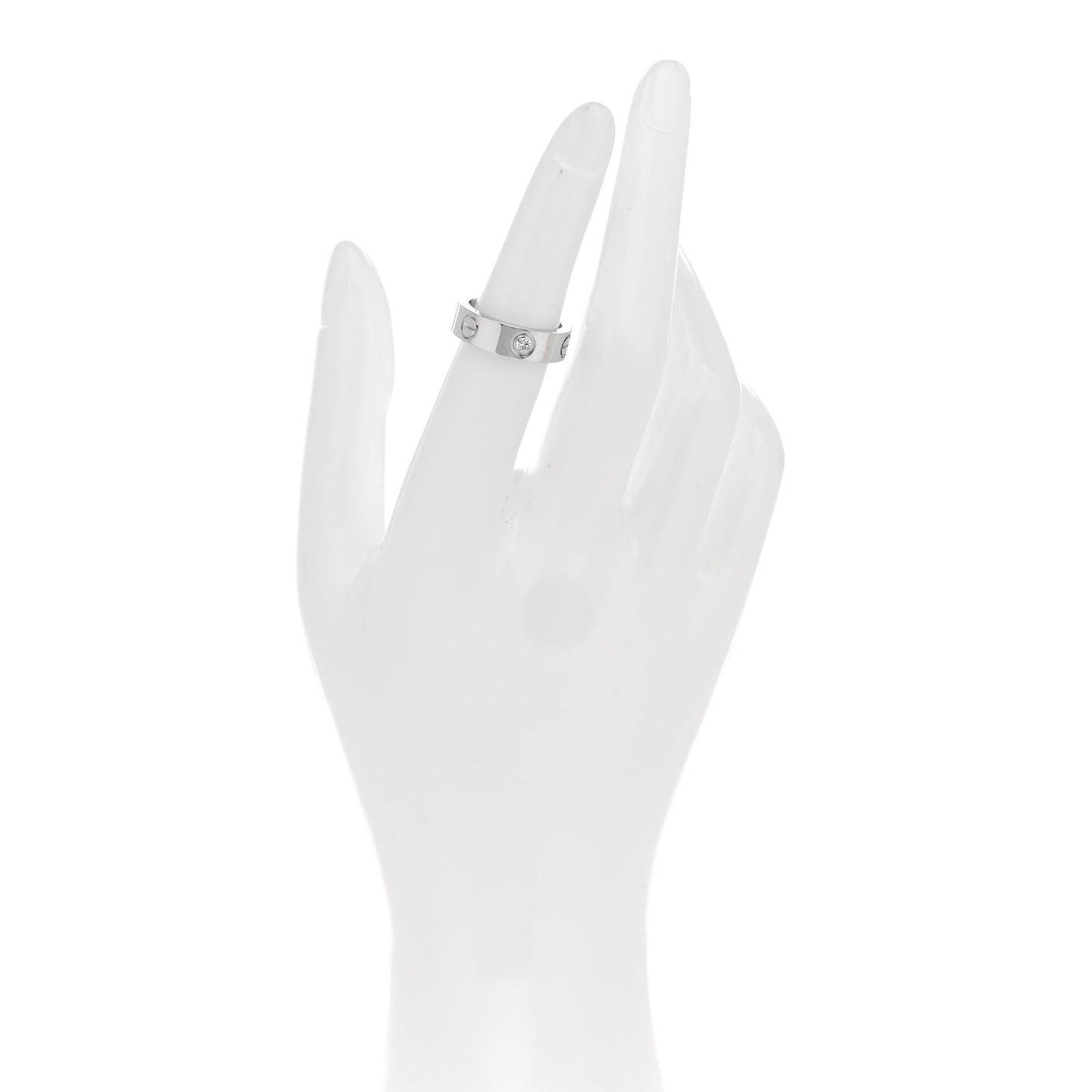 18K White Gold 3 Diamond 5.5mm LOVE Ring 50 5.25