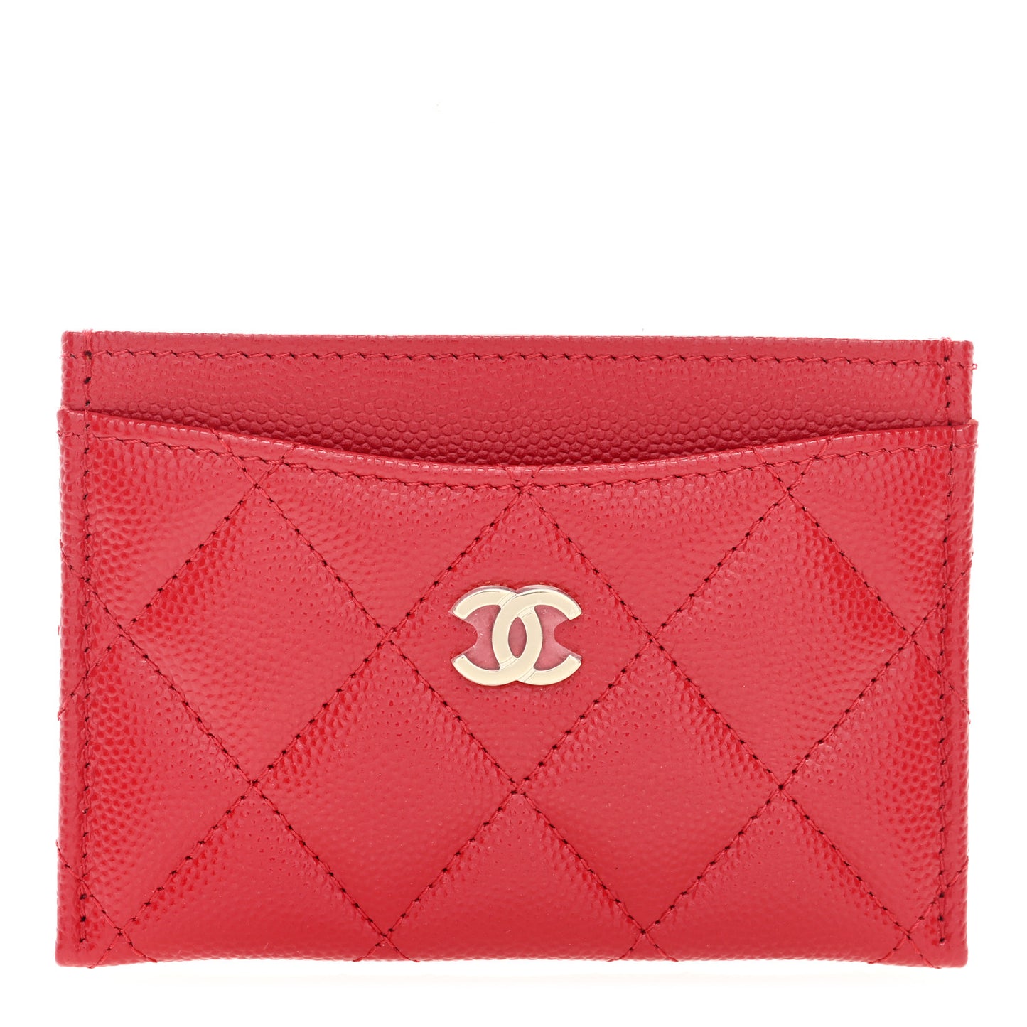 Caviar Quilted Card Holder Red