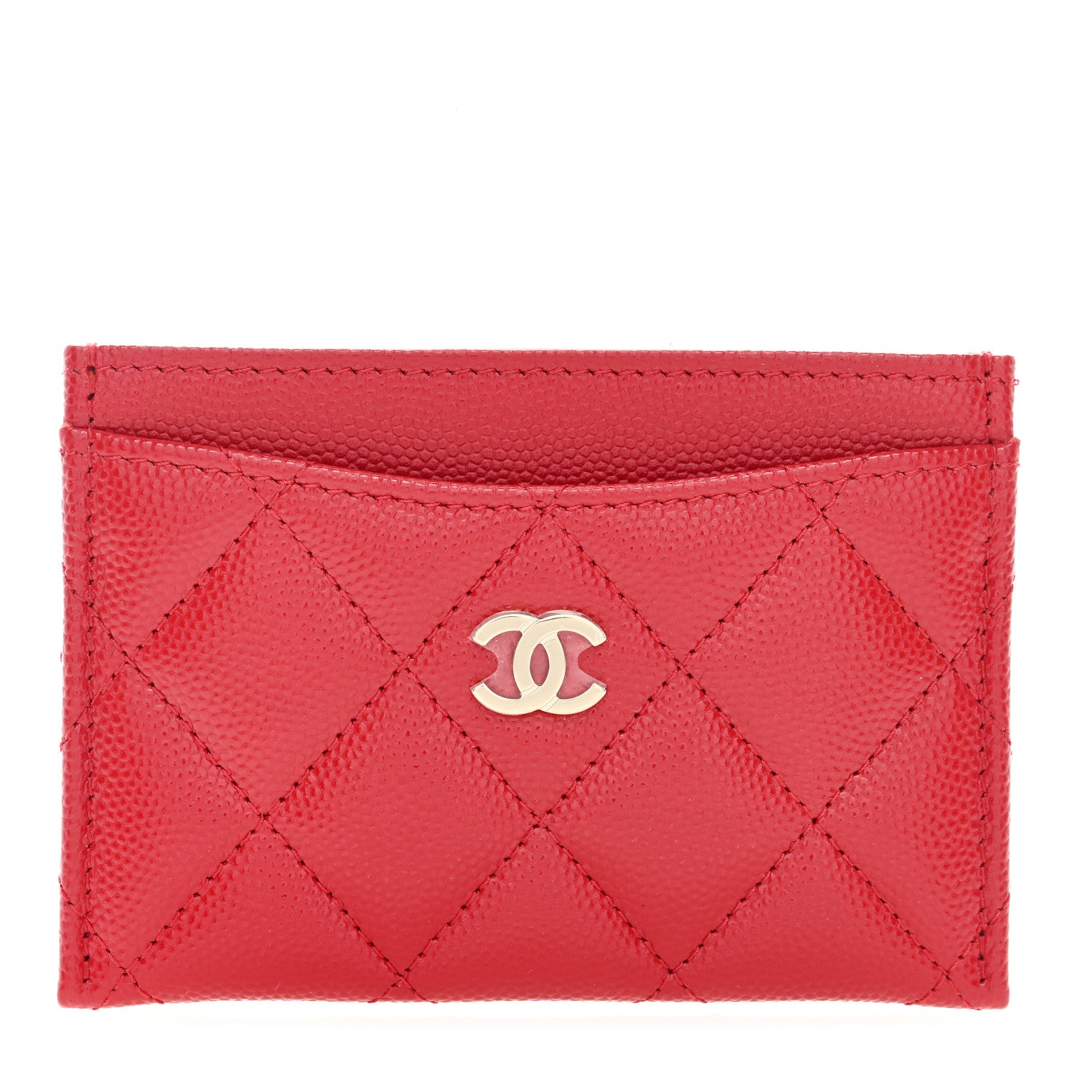 Chanel Caviar Quilted Card Holder Red 1 of 6