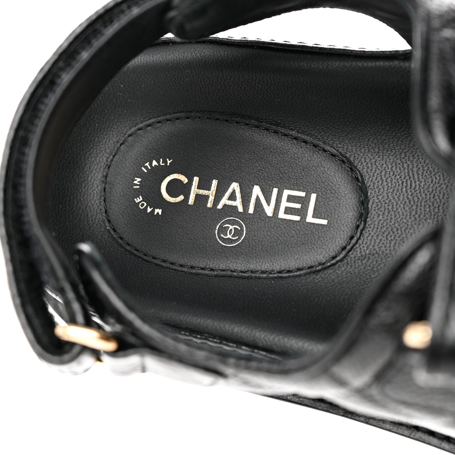 Chanel Grained Calfskin Velcro Dad Sandals 36.5 Black 7 of 9