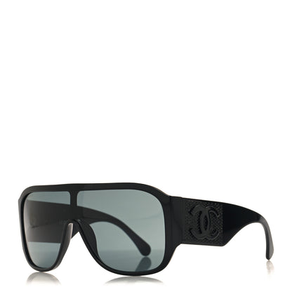 Chanel Acetate Crystal CC Shield Sunglasses 5466-B Black 1 of 7