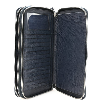 Prada Saffiano Metal Zip Around Travel Wallet Navy 5 of 6