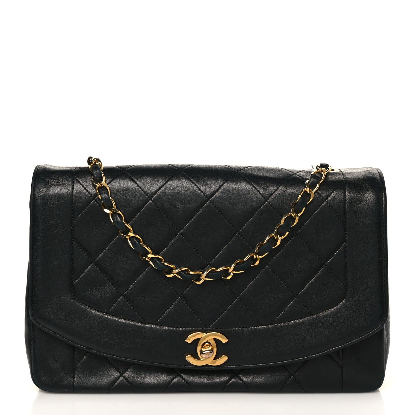 Lambskin Quilted Medium Single Flap Black