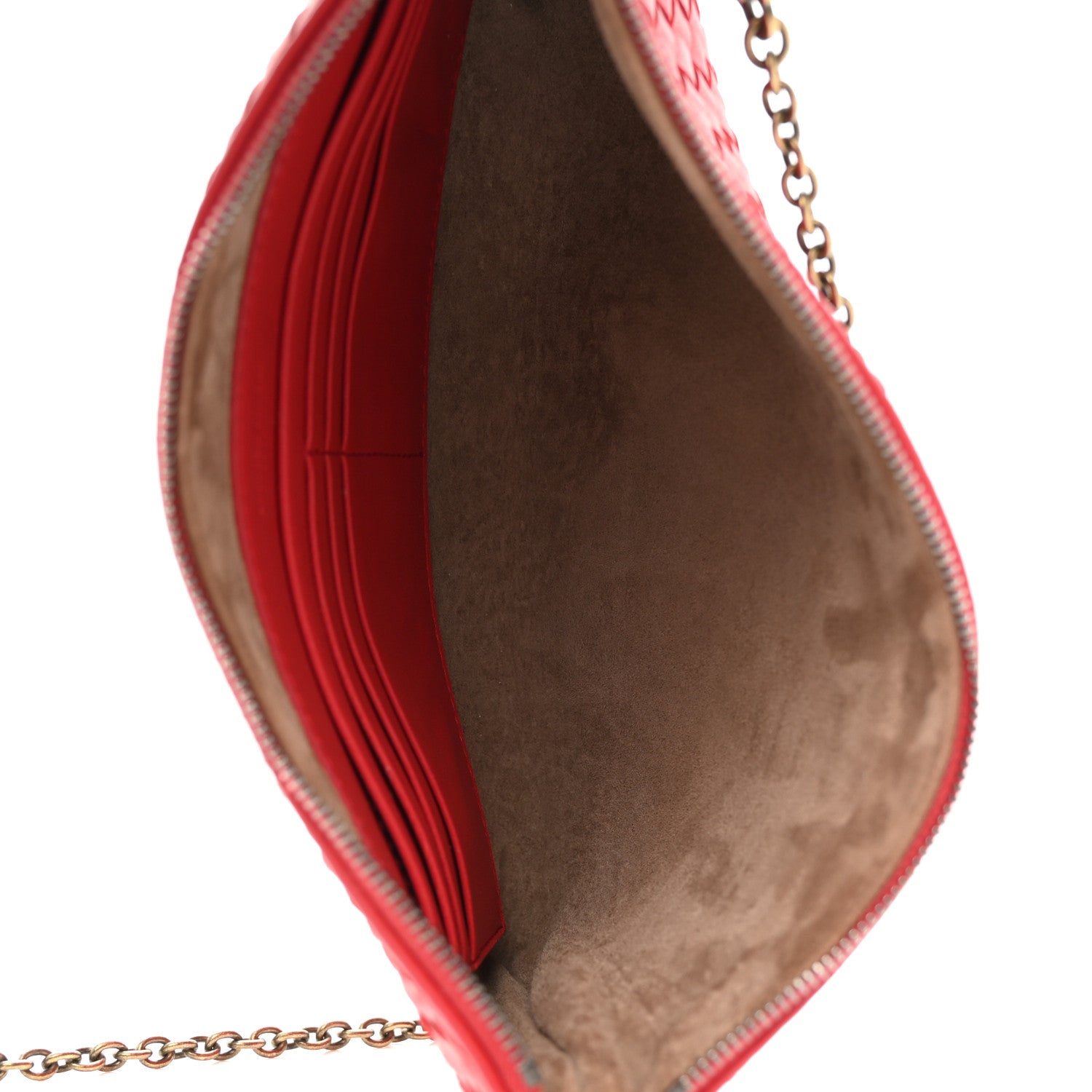 Bottega Veneta Nappa Intrecciato Biletto Chain Crossbody Red 5 of 11