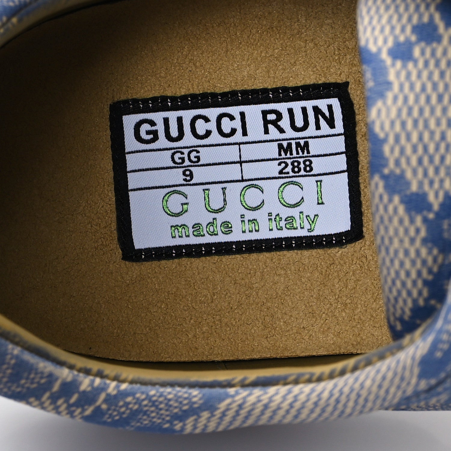 Gucci Ultralight Plume Calfskin Monogram Printed Mens Gucci Run Sneakers 9 Beige Blue 8 of 11