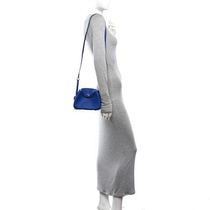 Hermes Taurillon Clemence Mini Lindy 20 Bleu Electrique 2 of 11