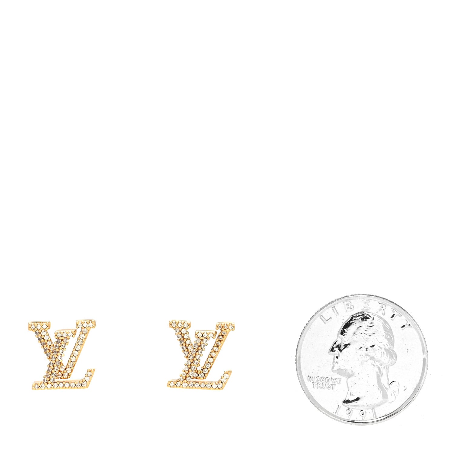 Louis Vuitton Metal Crystal LV Iconic Earrings Gold 2 of 3