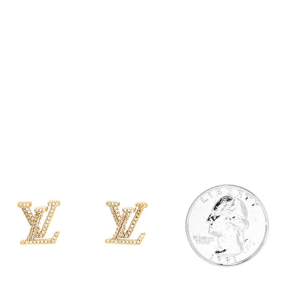 Louis Vuitton Metal Crystal LV Iconic Earrings Gold 2 of 3