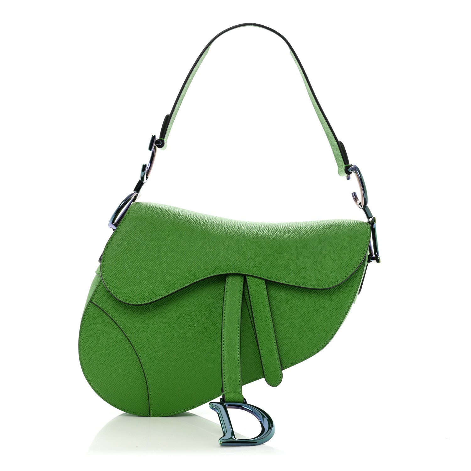 Christian Dior Grained Calfskin Saddle Bag Green 1 of 11