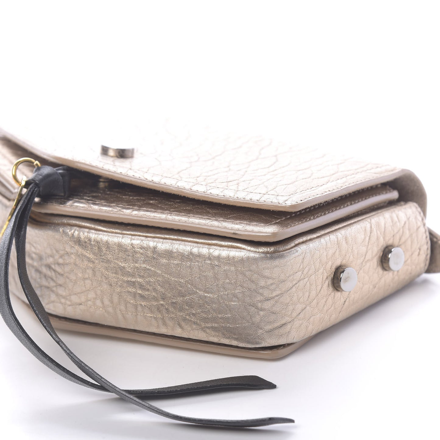 Metallic Grained Calfskin Arrow Crossbody Bag Light Gold