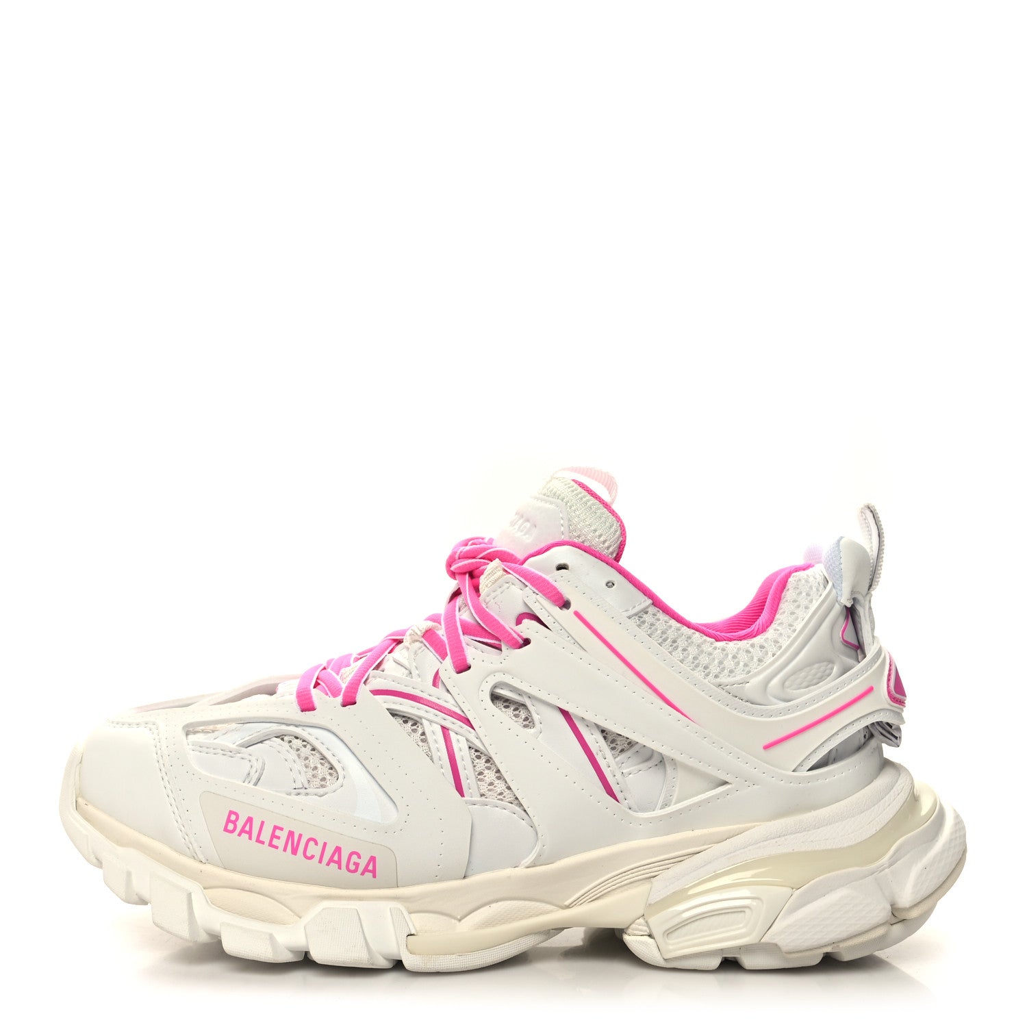 Balenciaga Mesh Rubber Bi-Color Womens Track Sneakers 37 White Fluo Pink 1 of 9