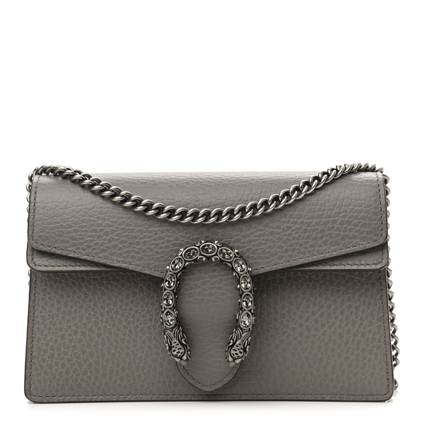 Dollar Calfskin Crystal Super Mini Dionysus Shoulder Bag Dusty Grey Black Diamond
