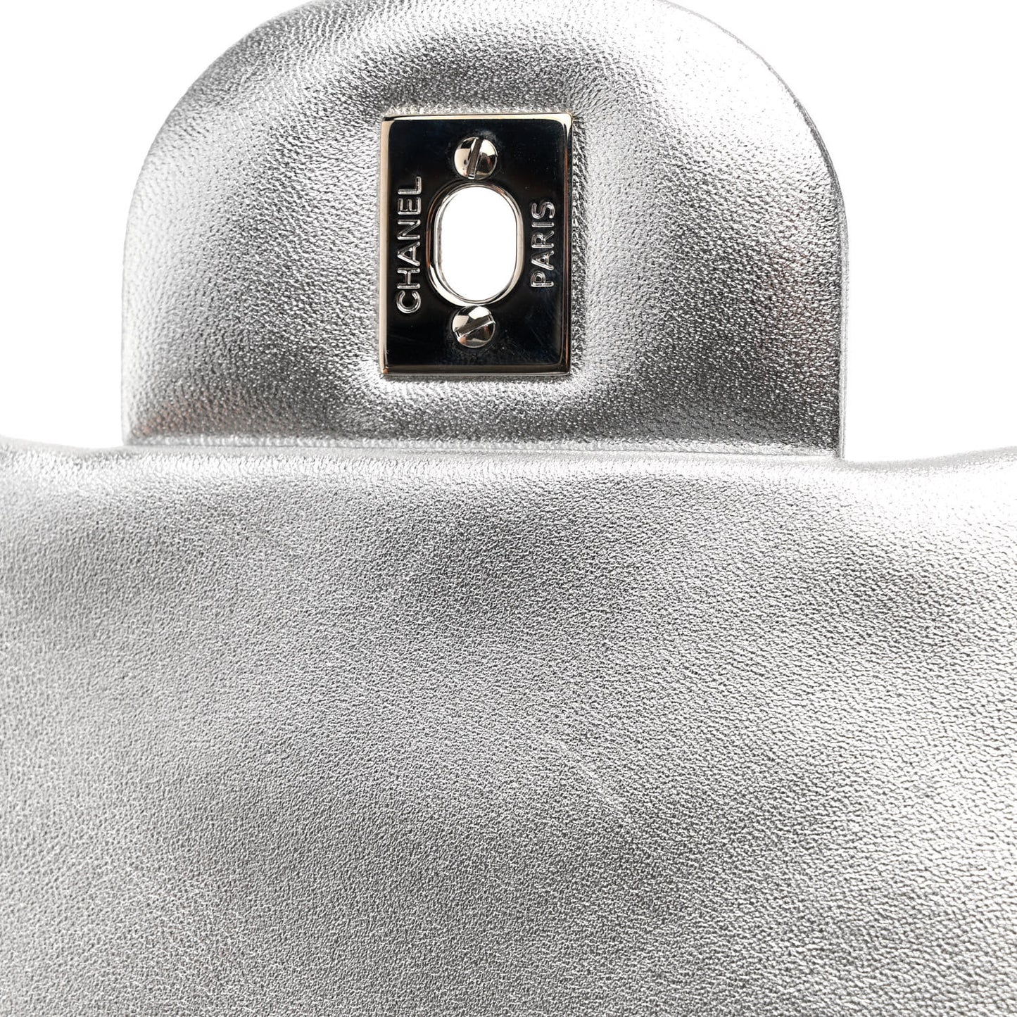 Metallic Lambskin Quilted Jumbo Single Flap Silver