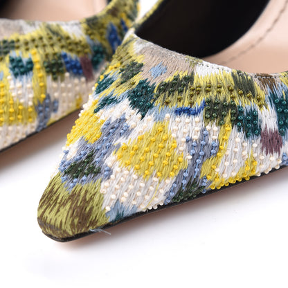 Christian Dior Embroidered Calfskin Beaded Sweet D Sling-Back Pumps 40 Dusty Jade 9 of 9