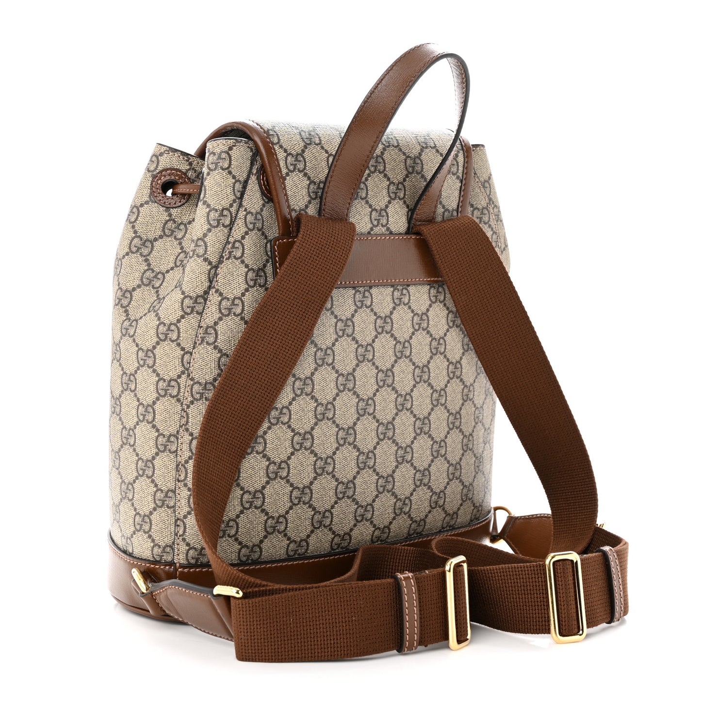 GG Supreme Monogram Azalea Calfskin Retro Interlocking G Buckle Backpack Beige Ebony Brown Sugar