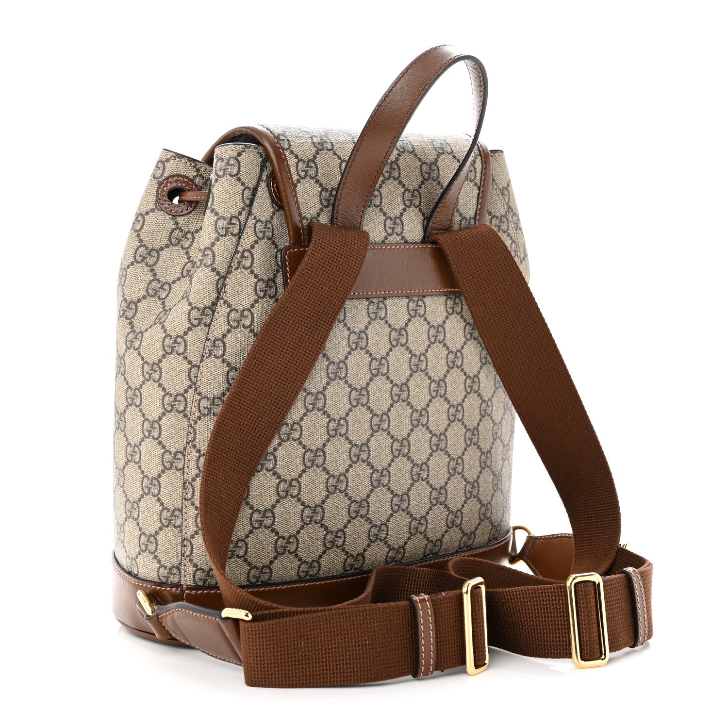 Gucci GG Supreme Monogram Azalea Calfskin Retro Interlocking G Buckle Backpack Beige Ebony Brown Sugar 3 of 11