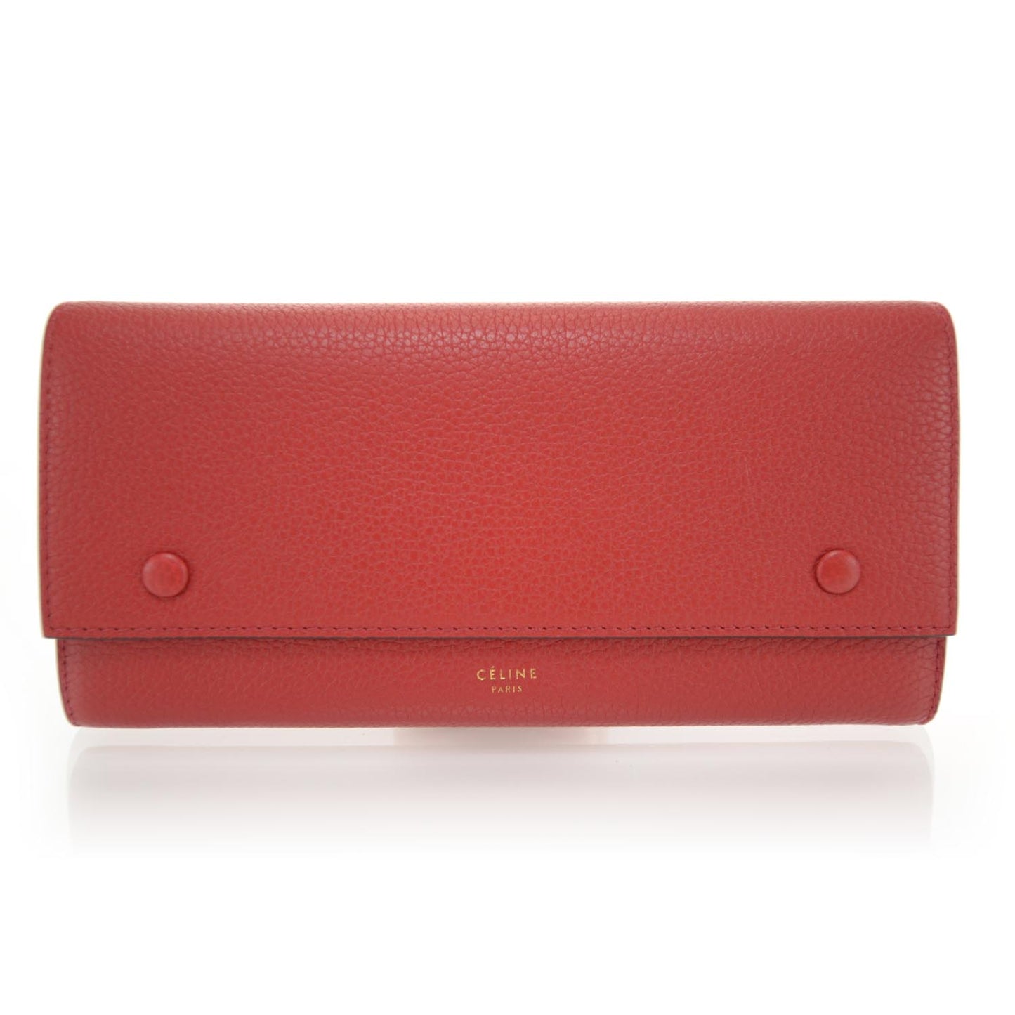 Grained Calfskin Continental Wallet Red