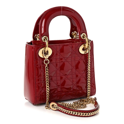Christian Dior Patent Cannage Mini Lady Dior Red 3 of 10