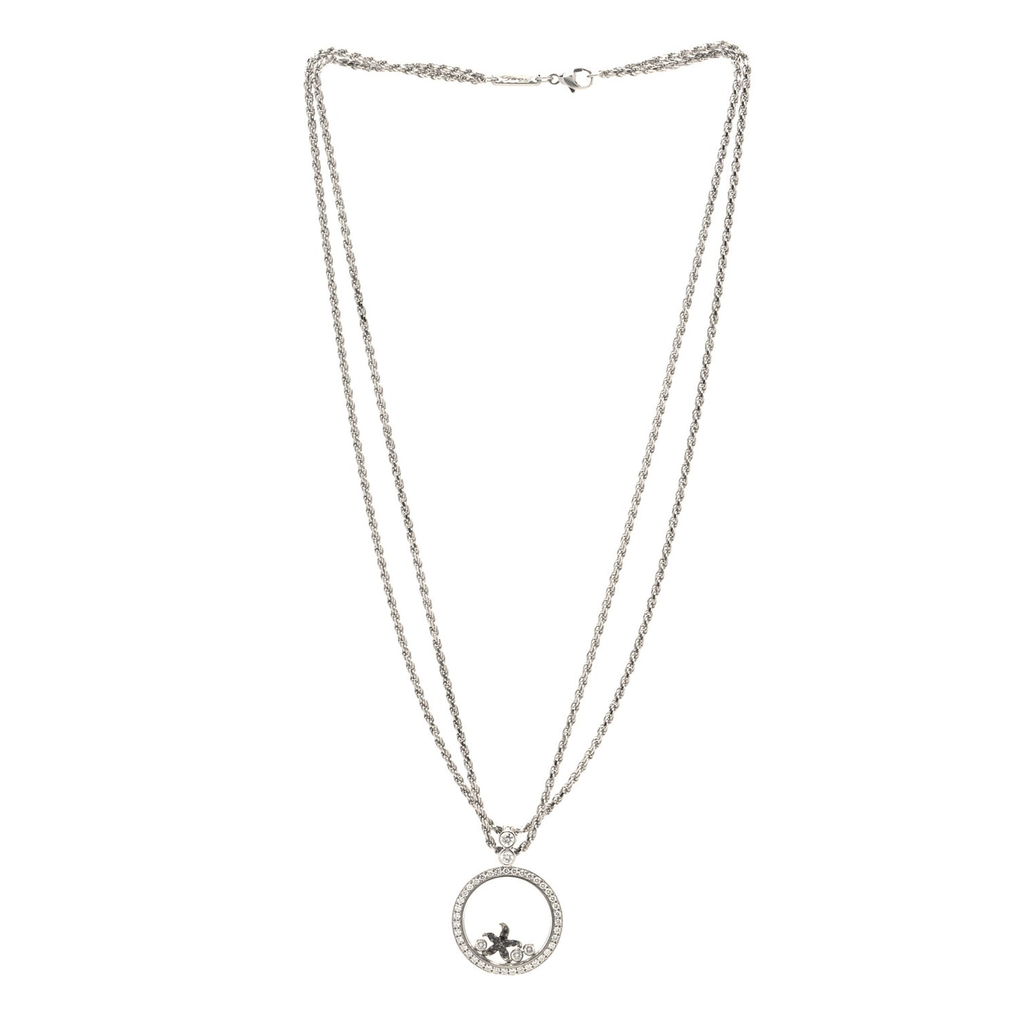 18K White Gold Diamond Black Diamond Happy Diamonds Starfish Pendant Necklace