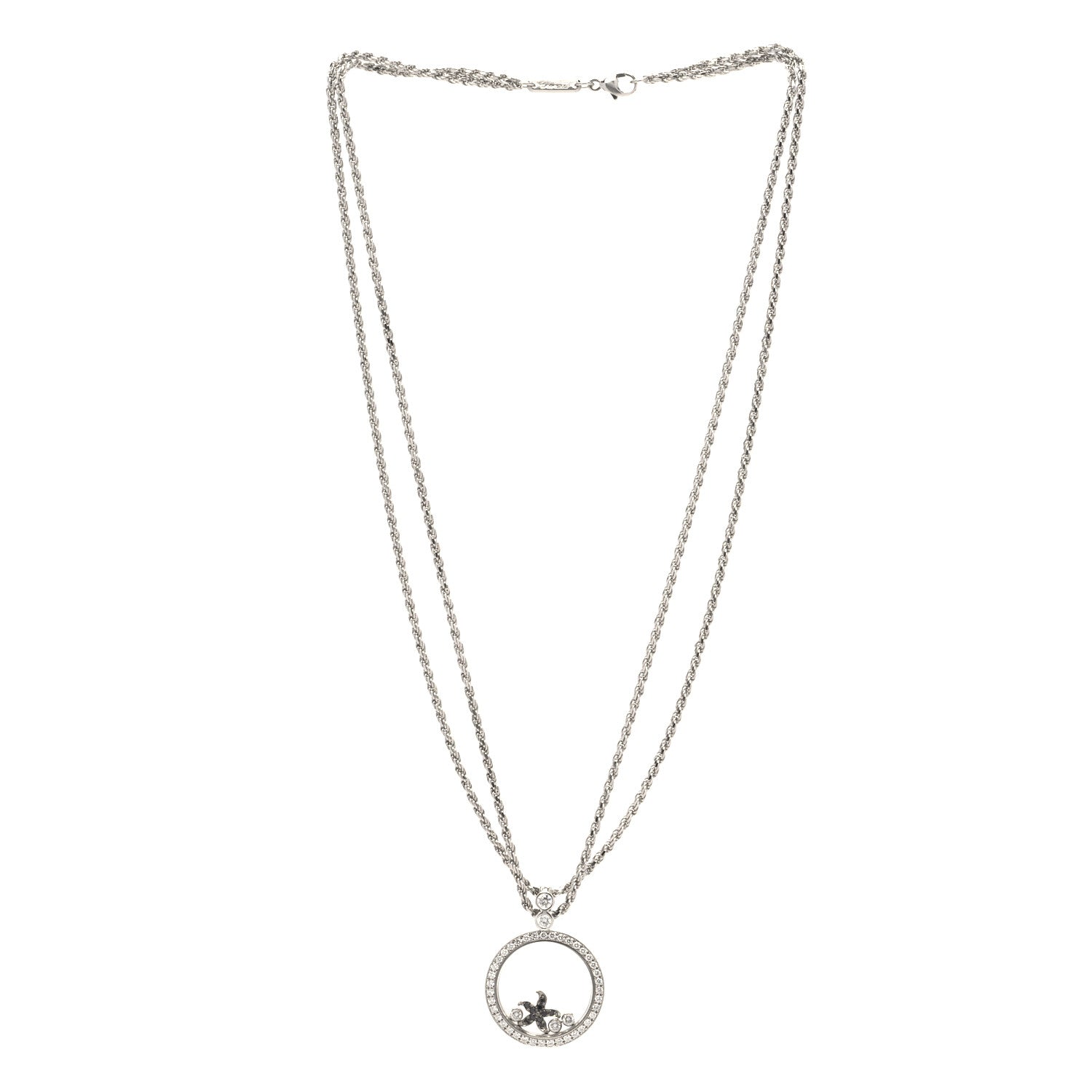 Chopard 18K White Gold Diamond Black Diamond Happy Diamonds Starfish Pendant Necklace 3 of 7