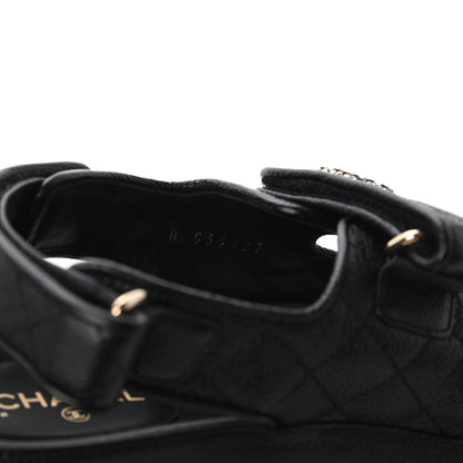 Chanel Grained Calfskin Velcro Dad Sandals 38.5 Black 8 of 9