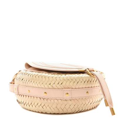 Chloe Raffia Small Grain Calfskin Small Marcie Basket Crossbody Blush Nude 4 of 9