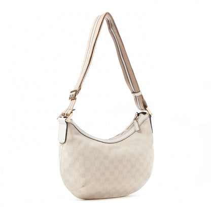 Gucci Monogram Web Medium Half Moon Hobo White 2 of 9