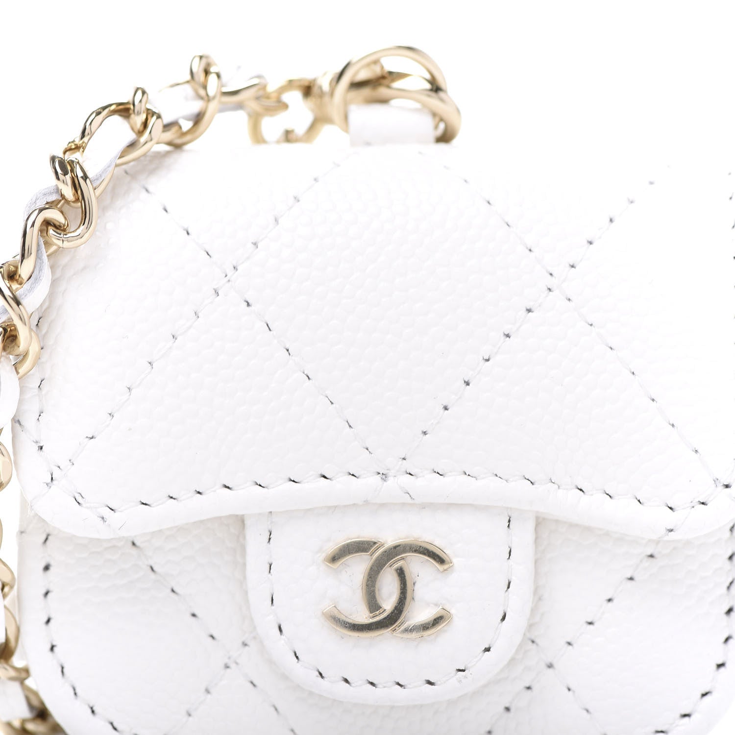 Chanel Caviar Quilted Airpods Pro Case White 9 of 10