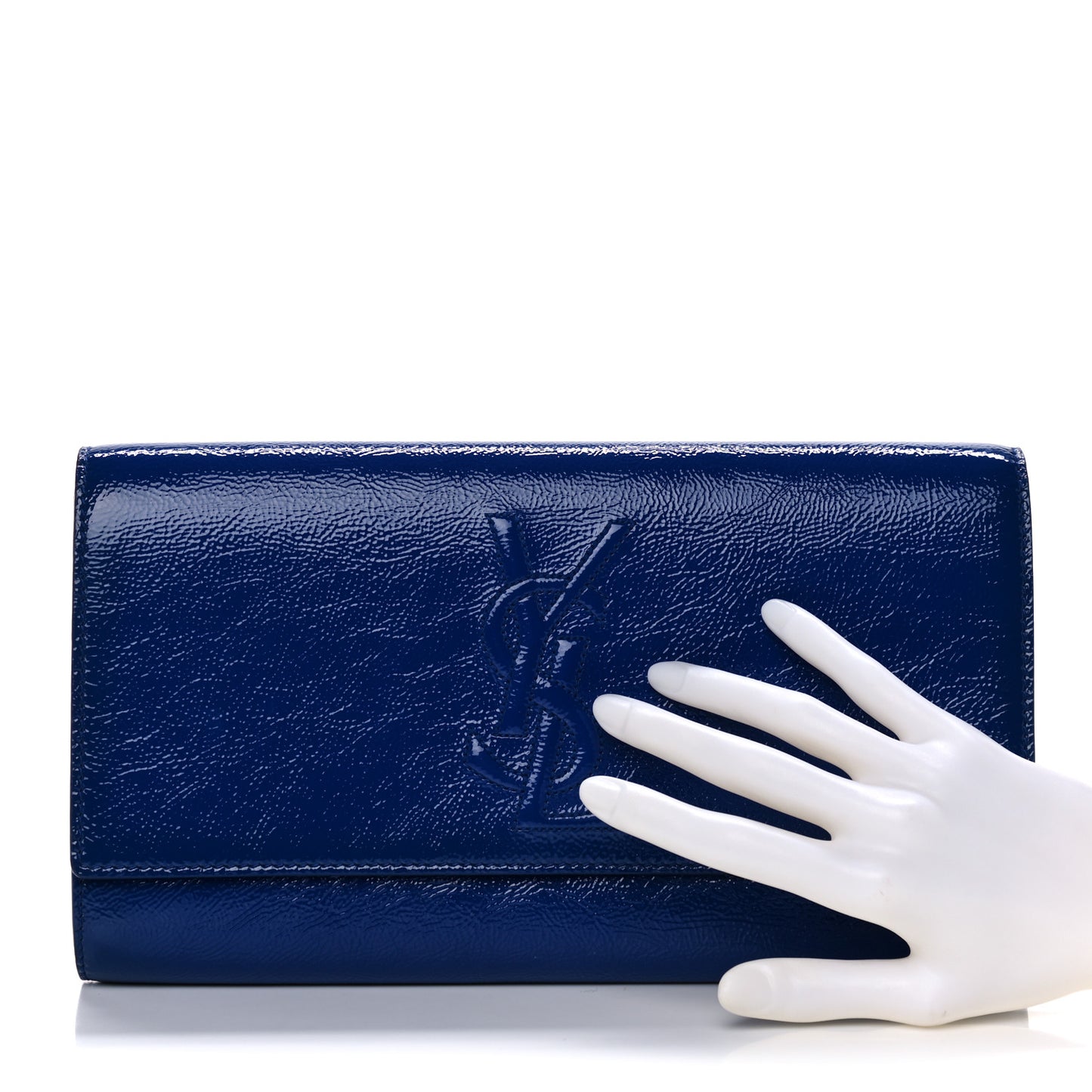 Textured Patent Monogram Large Belle De Jour Clutch Royal Blue