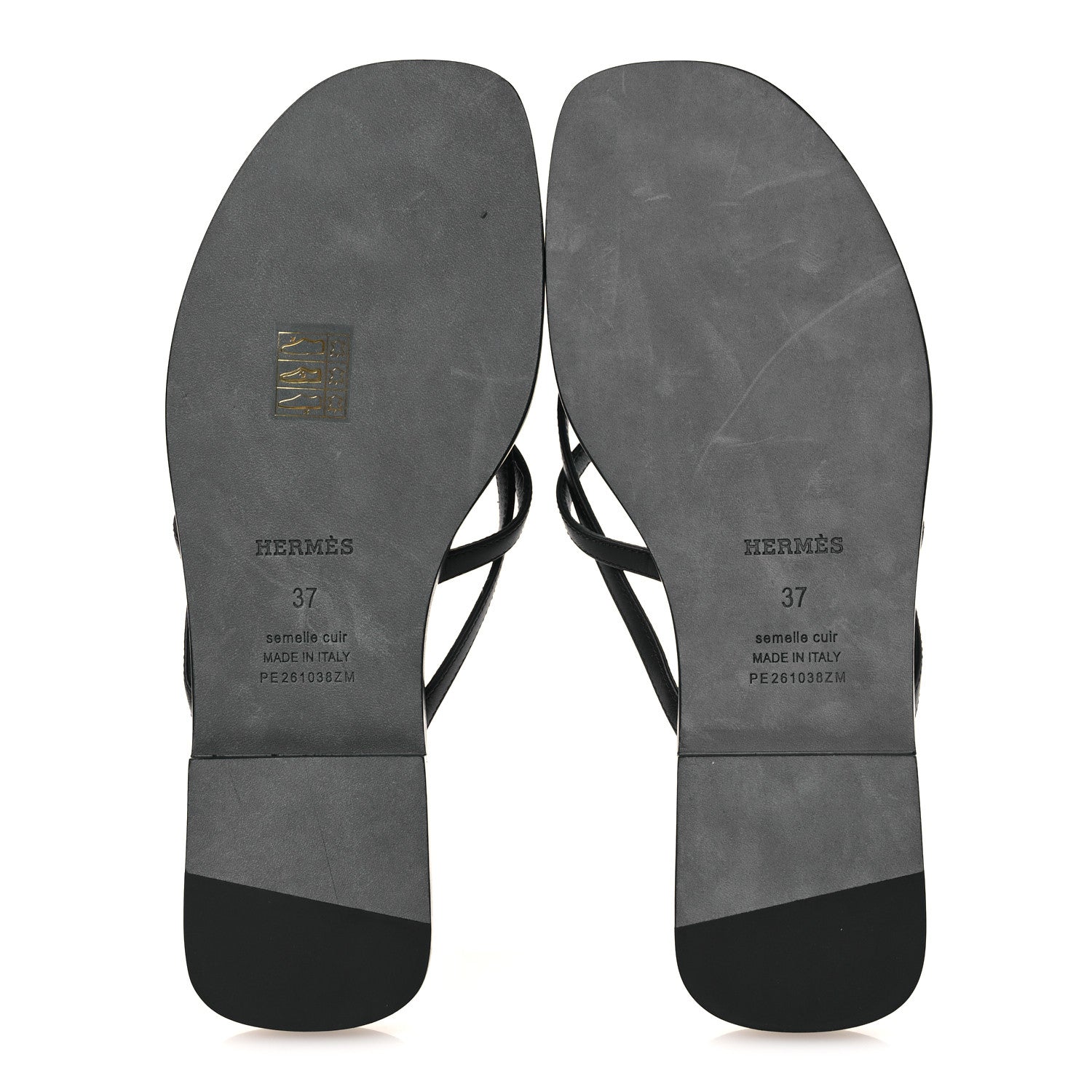 Hermes Calfskin Miss Sandals 37 Black 7 of 11