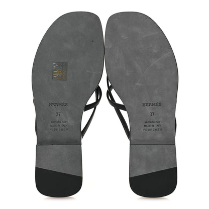 Hermes Calfskin Miss Sandals 37 Black 7 of 11