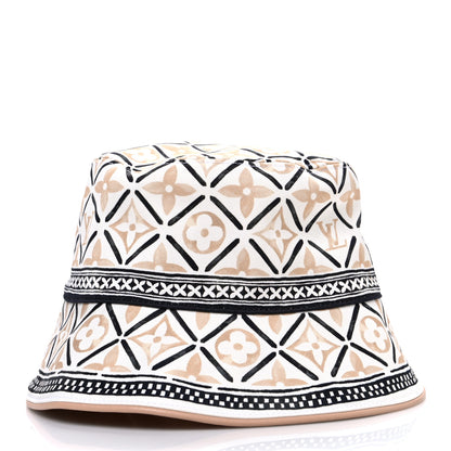 Louis Vuitton Cotton Monogram Flower Tile Reversible Bucket Hat Beige 8 of 13