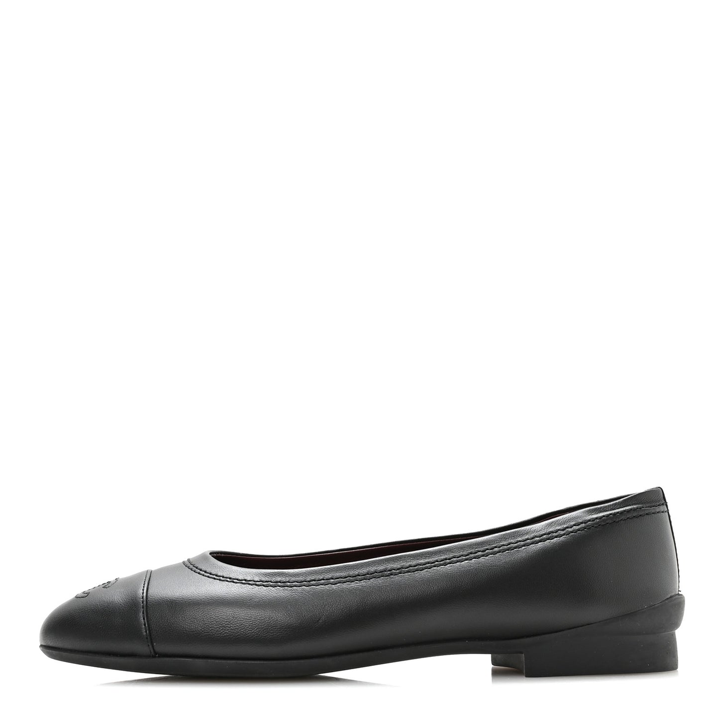 Lambskin Cap Toe CC Uniform Ballerina Flats 39 Black