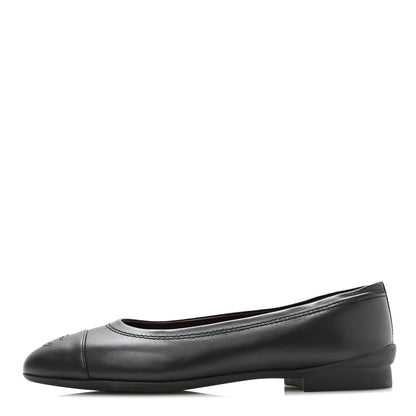 Chanel Lambskin Cap Toe CC Uniform Ballerina Flats 39 Black 1 of 8