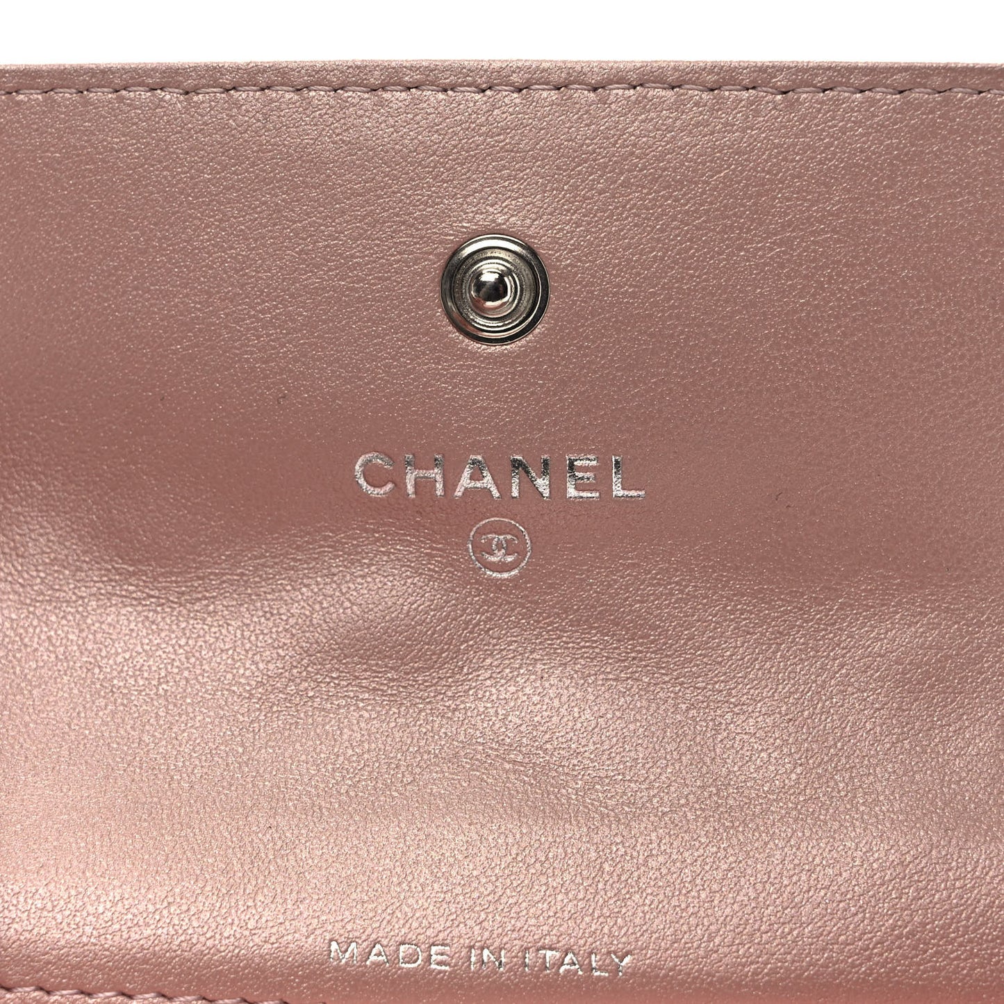 Goatskin Camellia Embossed Card Holder Wallet Light Pink