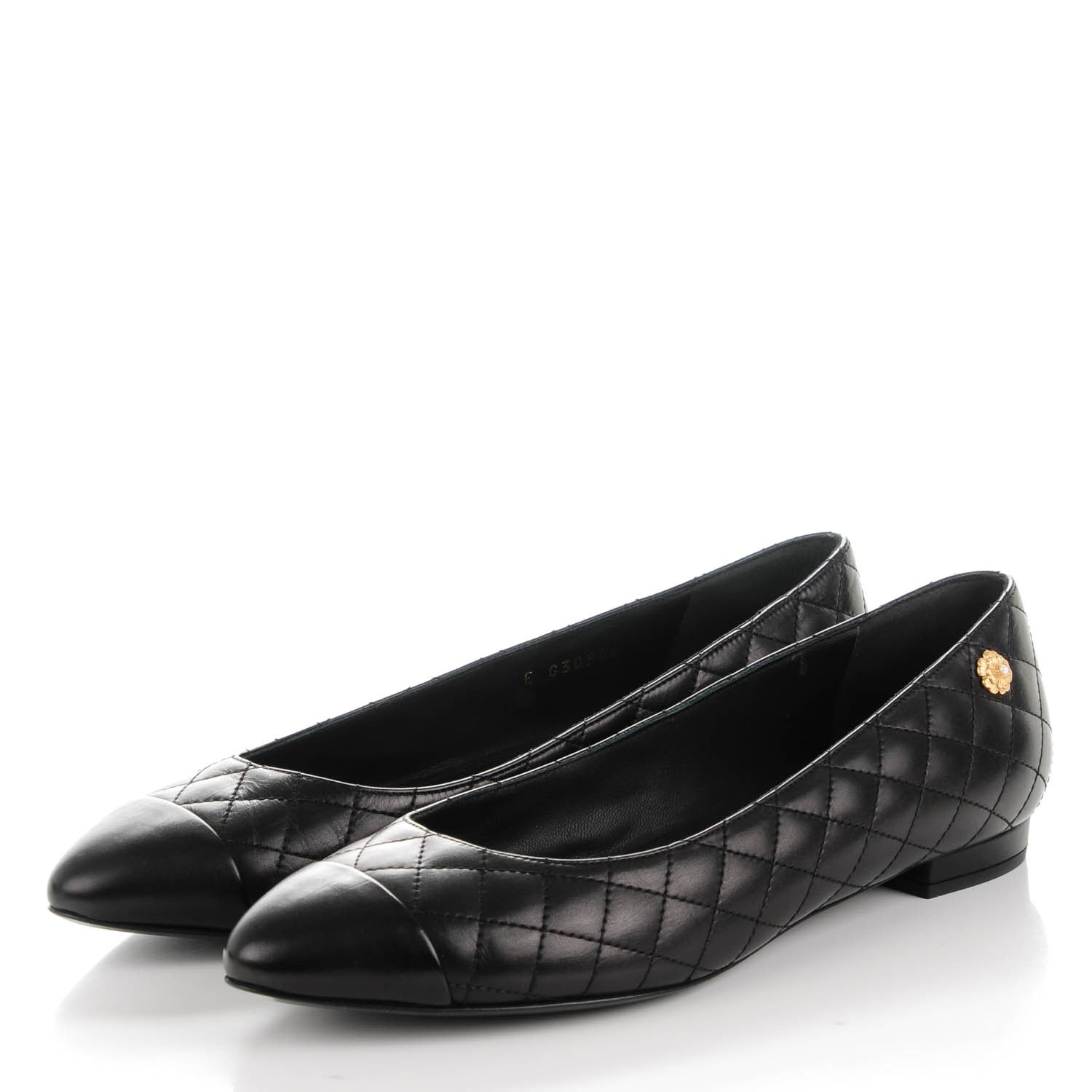 Chanel Calfskin Quilted Cap Toe Ballerina Flats 39 Black 3 of 9