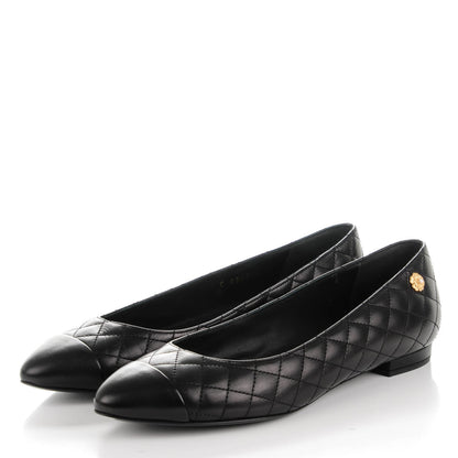 Chanel Calfskin Quilted Cap Toe Ballerina Flats 39 Black 3 of 9