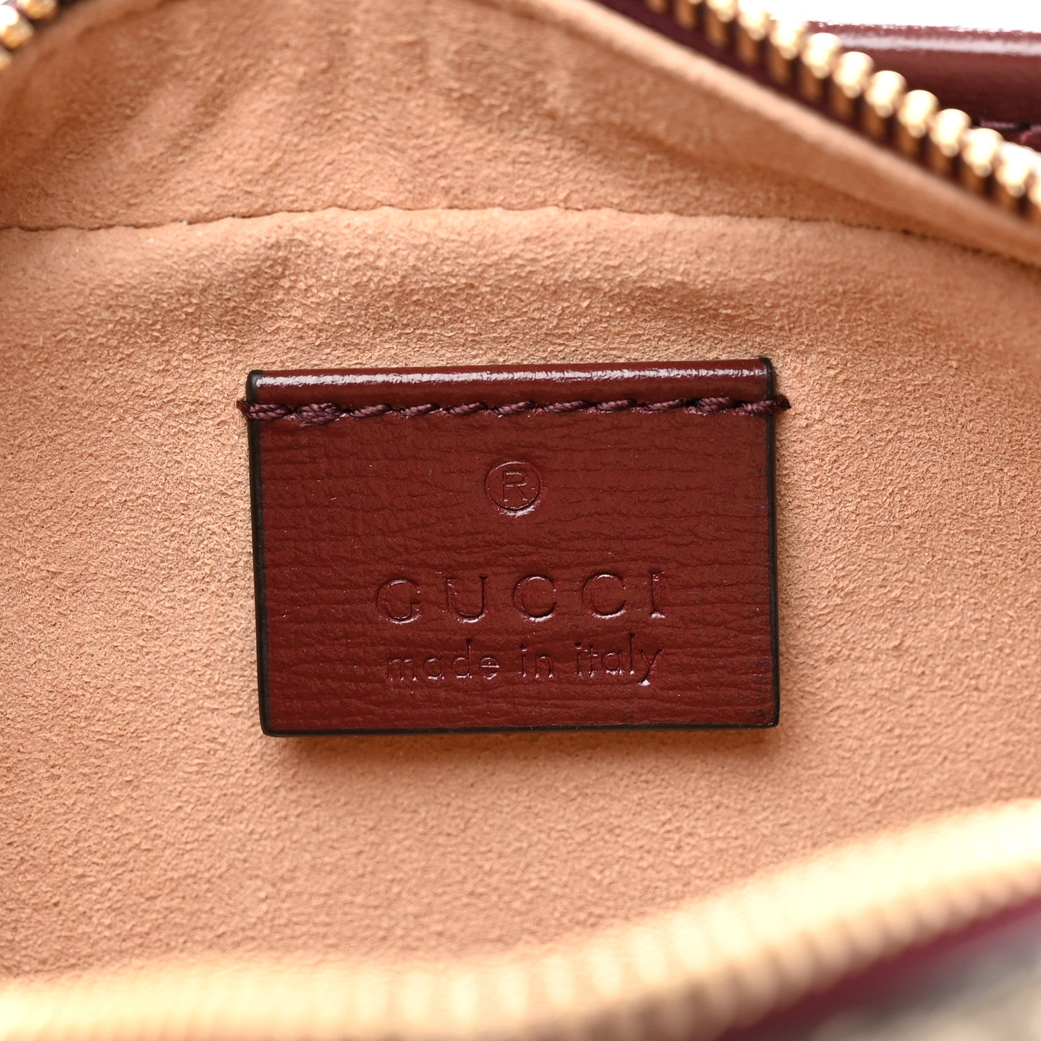Gucci GG Supreme Monogram Textured Calfskin Retro Interlocking G Travel Pouch Beige Ebony Burgundy 6 of 7