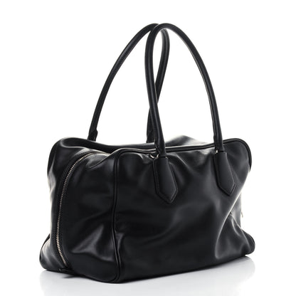 Prada Soft Calf Large Inside Satchel Black Turquoise 2 of 4