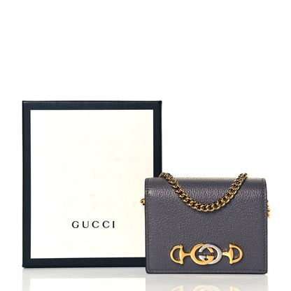 Gucci Grainy Calfskin Zumi Chain Card Case Wallet Dusty Grey 8 of 8