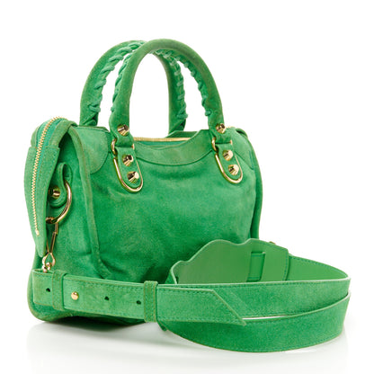 Balenciaga Baby Daim Suede Gold Metallic Edge Hardware Mini City Vert Fluo 5 of 15